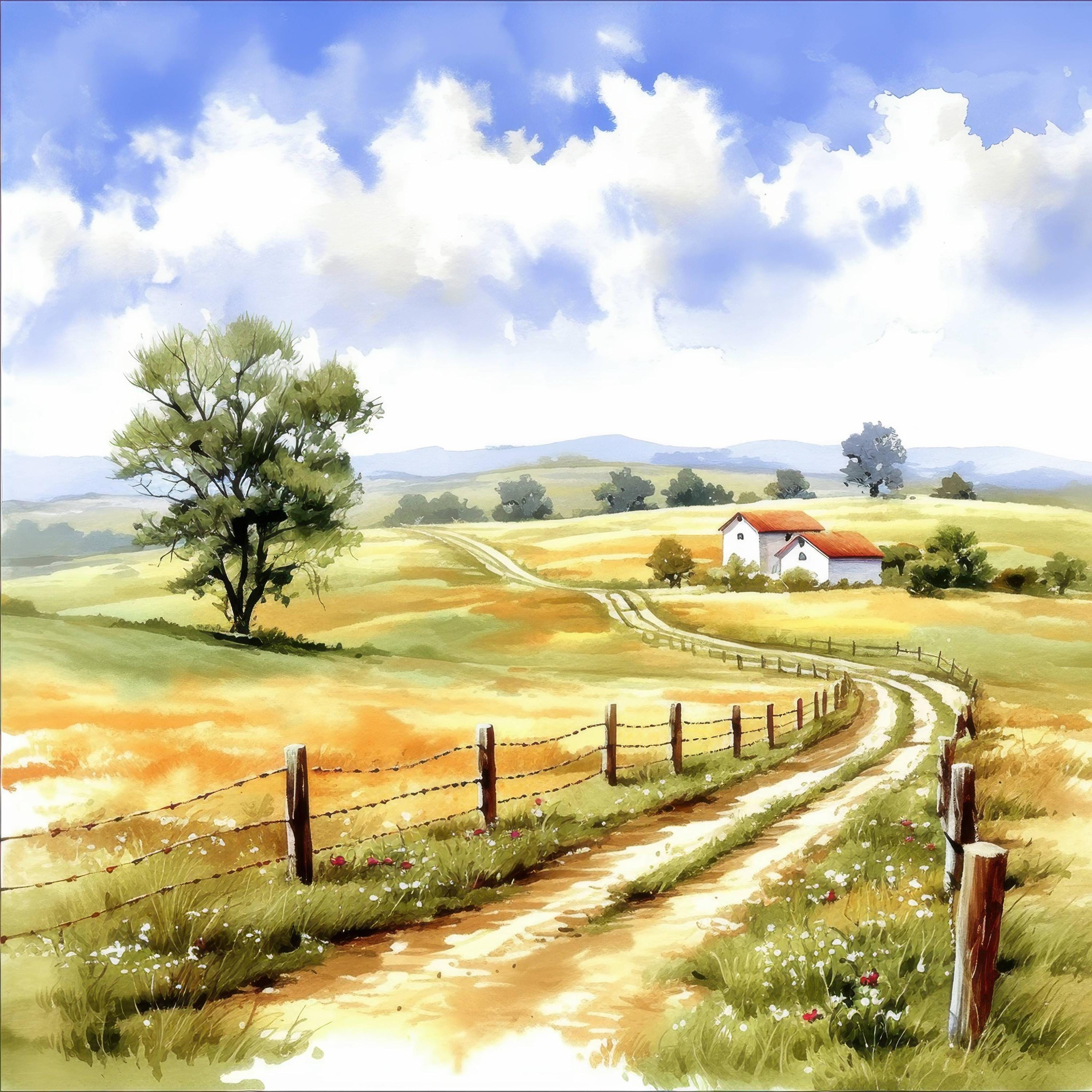 15 Farmyard Farm Scenes Clipart Bundle, Farm Landscapes Illustration ...