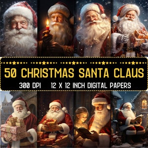 Papel digital para impressão de Papai Noel encantado, fundo de Papai Noel de Natal, cenário de paisagem de Natal, diário de lixo para download, scrapbooking