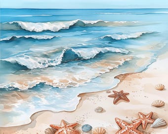 Paquete de 11 imágenes prediseñadas de vistas al mar, ilustraciones de paisajes oceánicos, imágenes prediseñadas de acuarela imprimibles, JPG de alta calidad, manualidades de papel, revistas basura