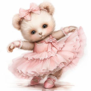 20 Ballerina Bear Clipart Bundle, Printable Watercolor Teddy Illustrations, High Quality JPGs, Digital download, Junk Journals, Paper Crafts