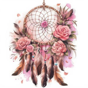 14 Dream Catcher Clipart Bundle, Sleeping Catcher Illustration, Printable Watercolor Clipart, Wysokiej Jakości JPG, Paper Craft, Junk Journals