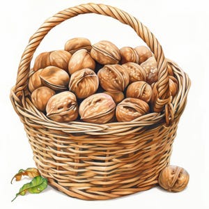 10 Nut Basket Clipart Bundle, Picnic Nut Images Illustrations, Printable Watercolor Clipart, High Quality JPG, Paper craft, Junk Journals