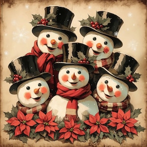 12 Schneemann Freunde, Clipart Bundle, Winter Schneemann Illustrationen, druckbare Aquarell Clipart, hochwertige JPG, Papierhandwerk, Junk Journals