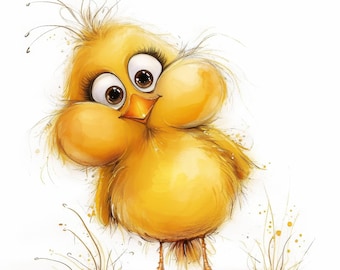 15 Cute Yellow Birds Clipart Bundle, Adorable Bird Illustrations, Printable Watercolor Clipart, High Quality JPG, Paper craft, Junk Journals