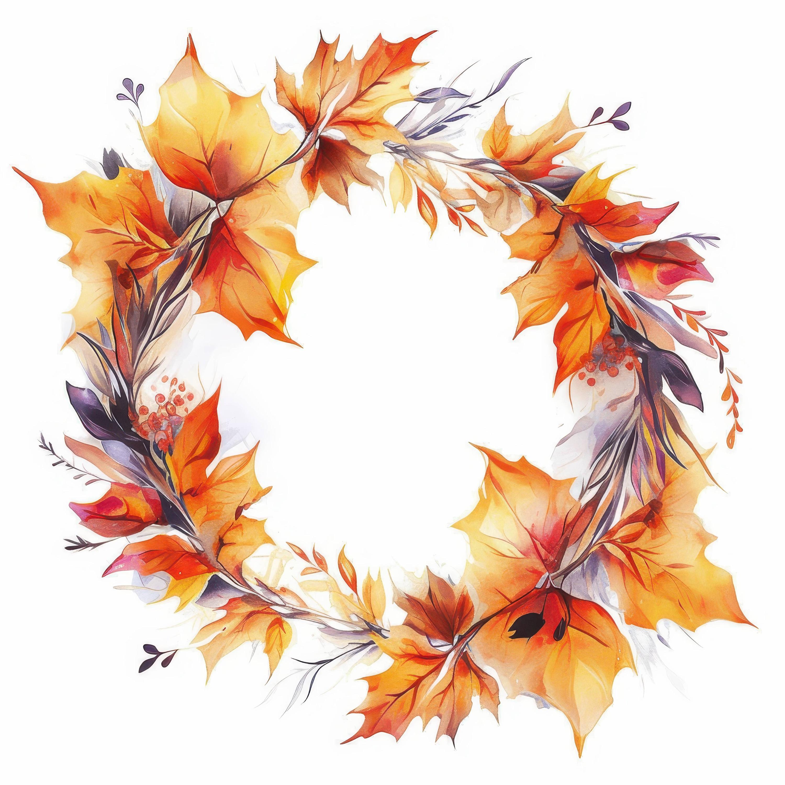 13 Autumn Wreath Clipart Bundle, Floral Fall Print Illustrations ...