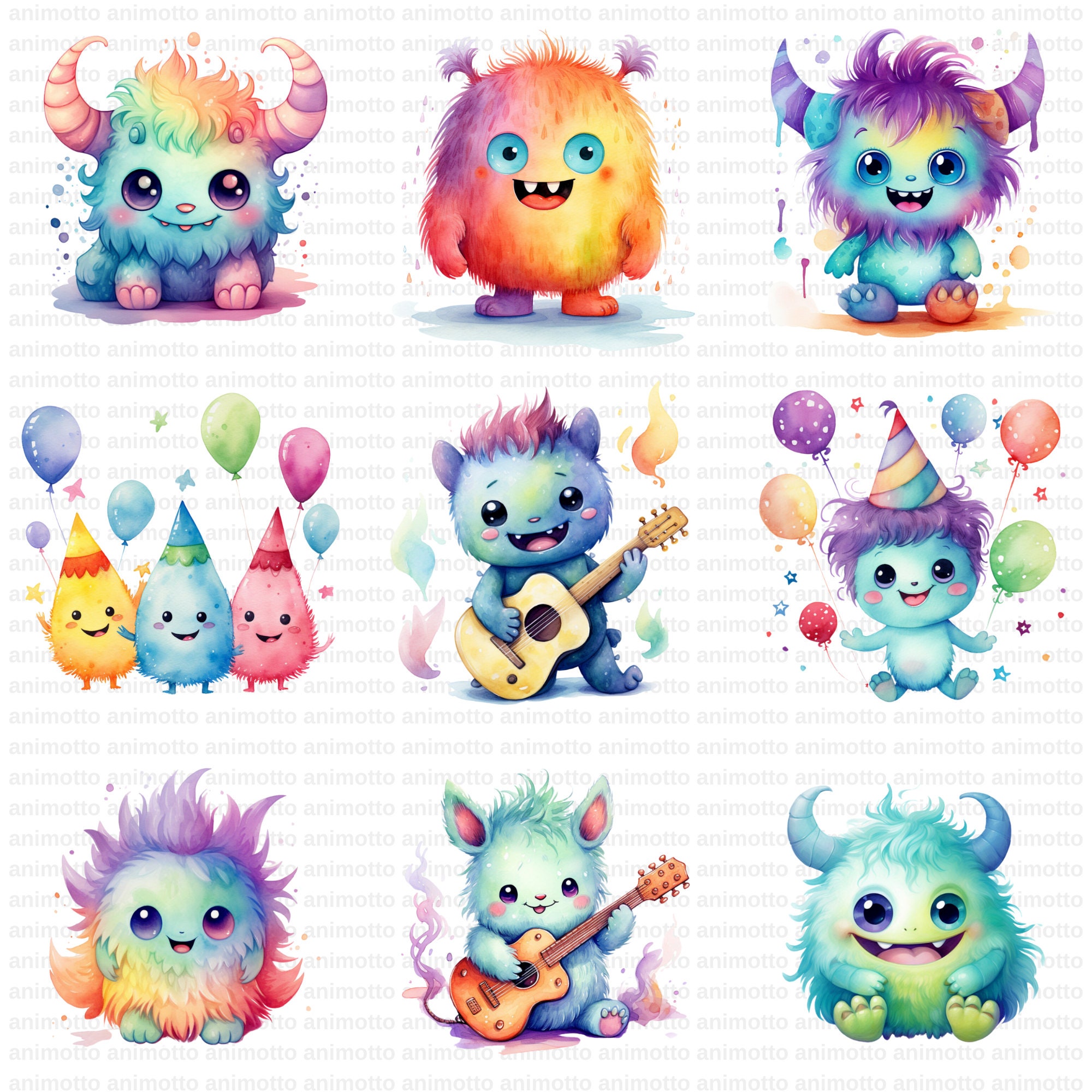 Watercolor Kawaii Monsters Clipart Bundle, Playful and Funny Character  Lllustrations, Cute Adorable Monster PNG Images, Commercial Use - Etsy