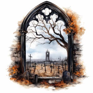 10 Gothic Window Clipart, Old Window Illustration, Printable Watercolor Clipart, High Quality JPGs, Digital download, Paper craft, Journals