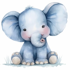 11 Cartoon Cute Elephant Clipart Bundle, Printable Watercolor Clipart, Card Makin Illustration, High Quality JPG, Digital download, Journal