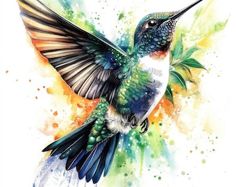 13 Georgeous Kolibri Clipart Bundle, druckbare Aquarell Vogel Illustration Grafik, hochwertige JPG digitale Papier Handwerk, Junk Journals