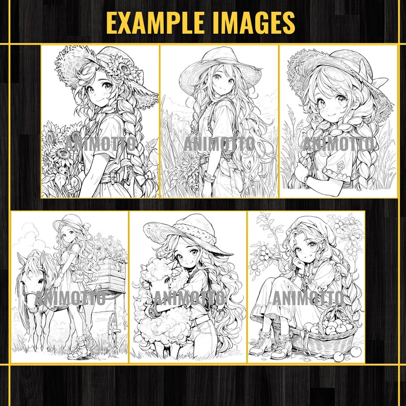Anime Farmer Girls Adult Coloring Book 75 Handsome Coloring Pages,Grayscale Cowgirl Anime Manga Coloring Page,Instant Download,Printable PDF