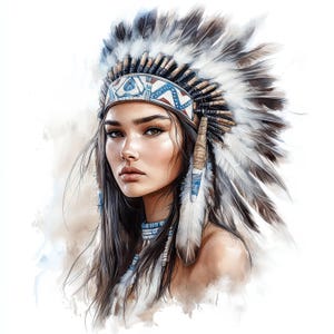 Pacote de 14 clipart de mulher indígena americana nativa, clipart de aquarela para impressão, JPG de alta qualidade, download digital, artesanato em papel, diários de lixo