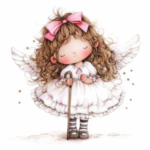 Lot de 14 cliparts anges festifs ludiques, clipart ange aquarelle imprimable, fichiers JPG de haute qualité, créations en papier, téléchargement numérique, journal indésirable