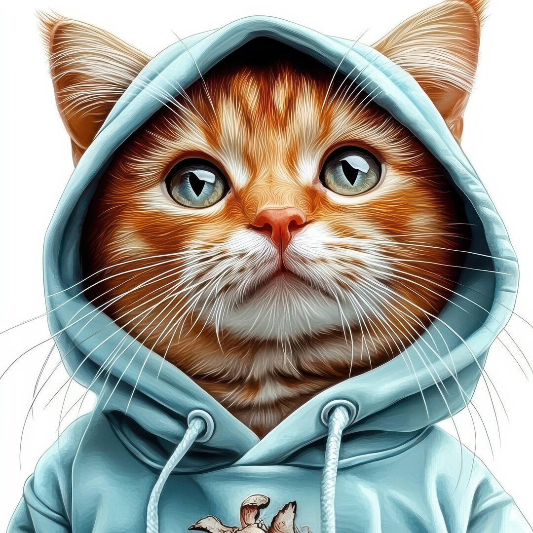 13 Cat in Hoodie Clipart Bundle, Cool Cat Images Illustrations ...