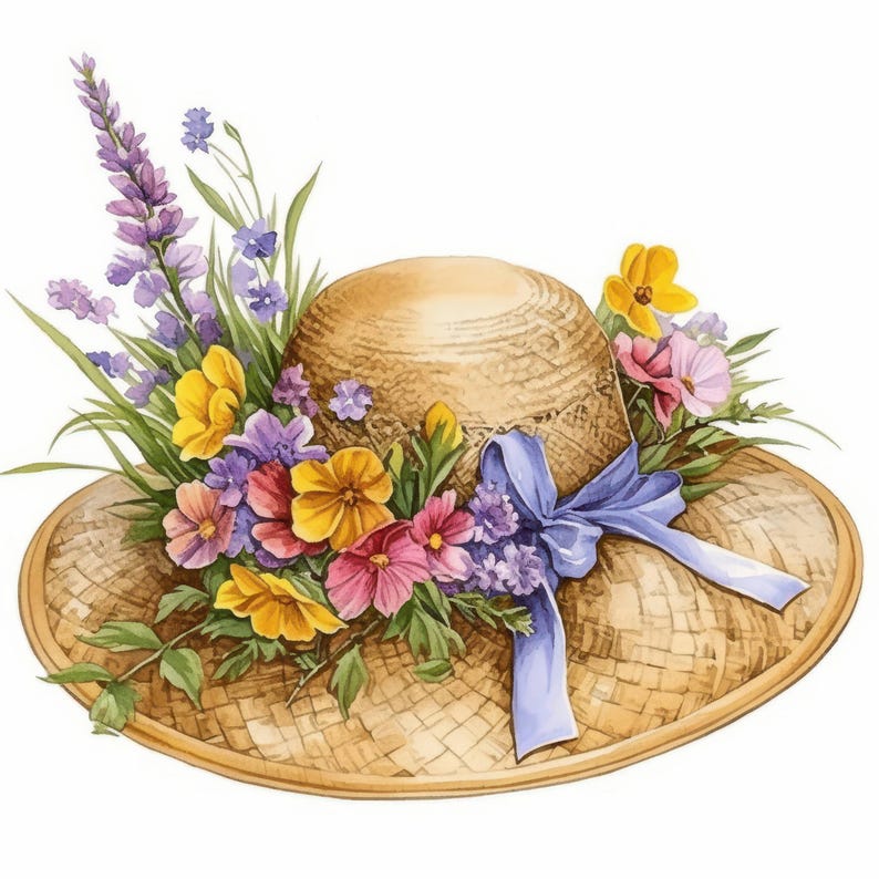 10 Spring Hat Clipart Bundle, Summer Hat Prints Illustrations ...