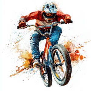 16 man op BMX-fietsbundel, BMX-clipart, vurige BMX, afdrukbare aquarel clipart, hoge kwaliteit jpg's, digitale download, Papercraft, tijdschriften