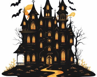15 Halloween House Clipart Bundle, Quirky House Illustrations, Printable Watercolor Clipart, High Quality JPG, Paper craft, Junk Journals