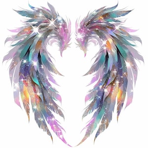 10 Angel Wings Clipart Bundle, Sparkle Wing Images Illustrations, Printable Watercolor Clipart, High Quality JPG, Paper craft, Junk Journals