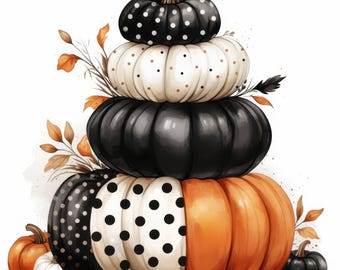 Lot de 12 cliparts citrouille élégants, illustration d'élément Halloween, clipart aquarelle imprimable, JPG haute qualité, créations en papier, journal indésirable