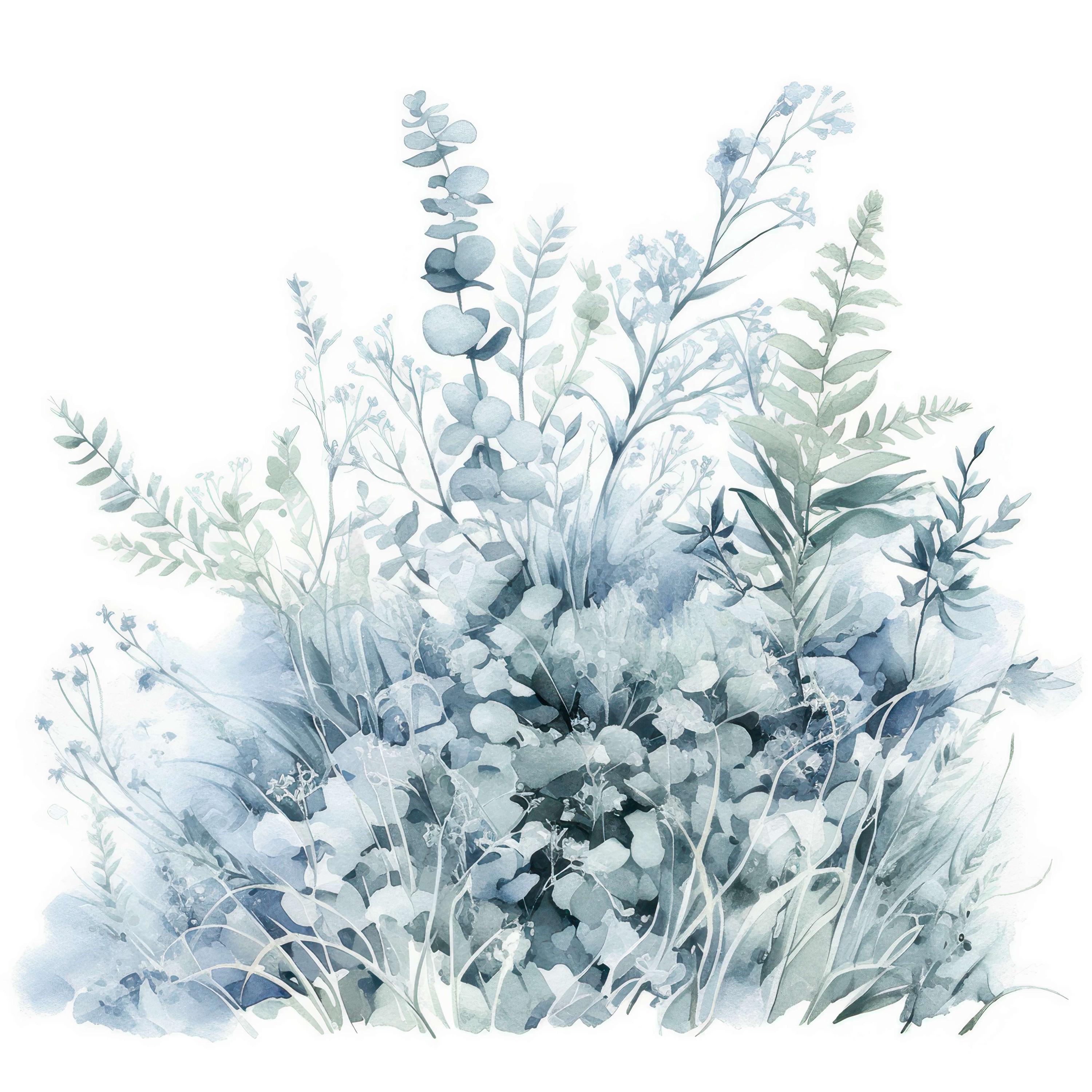 14 Abstract Fern Leaves Clipart, Fern Images, Printable Watercolor ...