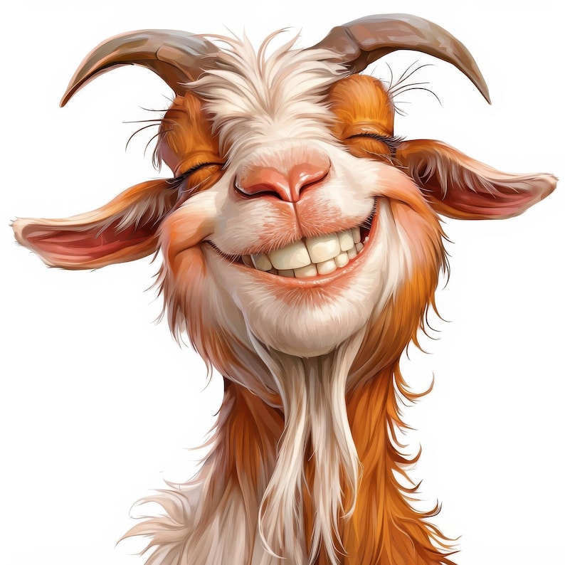 18 Funny Goat Clipart Bundle, Printable Watercolor Funny Goat Portrait Images, High Quality JPG, Digital download, Paper craft, Junk Journal