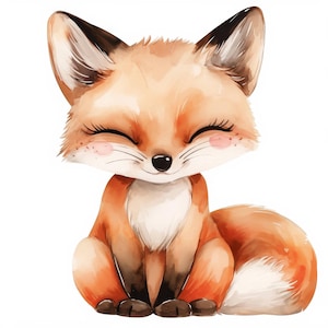 12 Nursery Foxes Clipart Bundle, Cute Fox Images Illustrations, Printable Watercolor Clipart, High Quality JPG, Paper craft, Junk Journals
