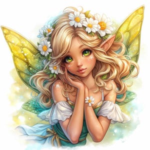Lot de 10 cliparts fées mignons d'été, illustrations de fées brillantes, clipart aquarelle imprimable, JPG haute qualité, créations en papier, journaux indésirables