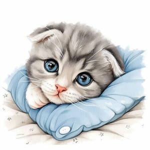 14 Katze im Bett Clipart Bundle, kleines Kätzchen Drucke Illustrationen, druckbare Aquarell Clipart, hochwertige JPG, Papierhandwerk, Junk Journals