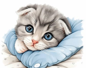 ベッドで寝ている猫のクリップアート20選、眠っている子猫のクリップ