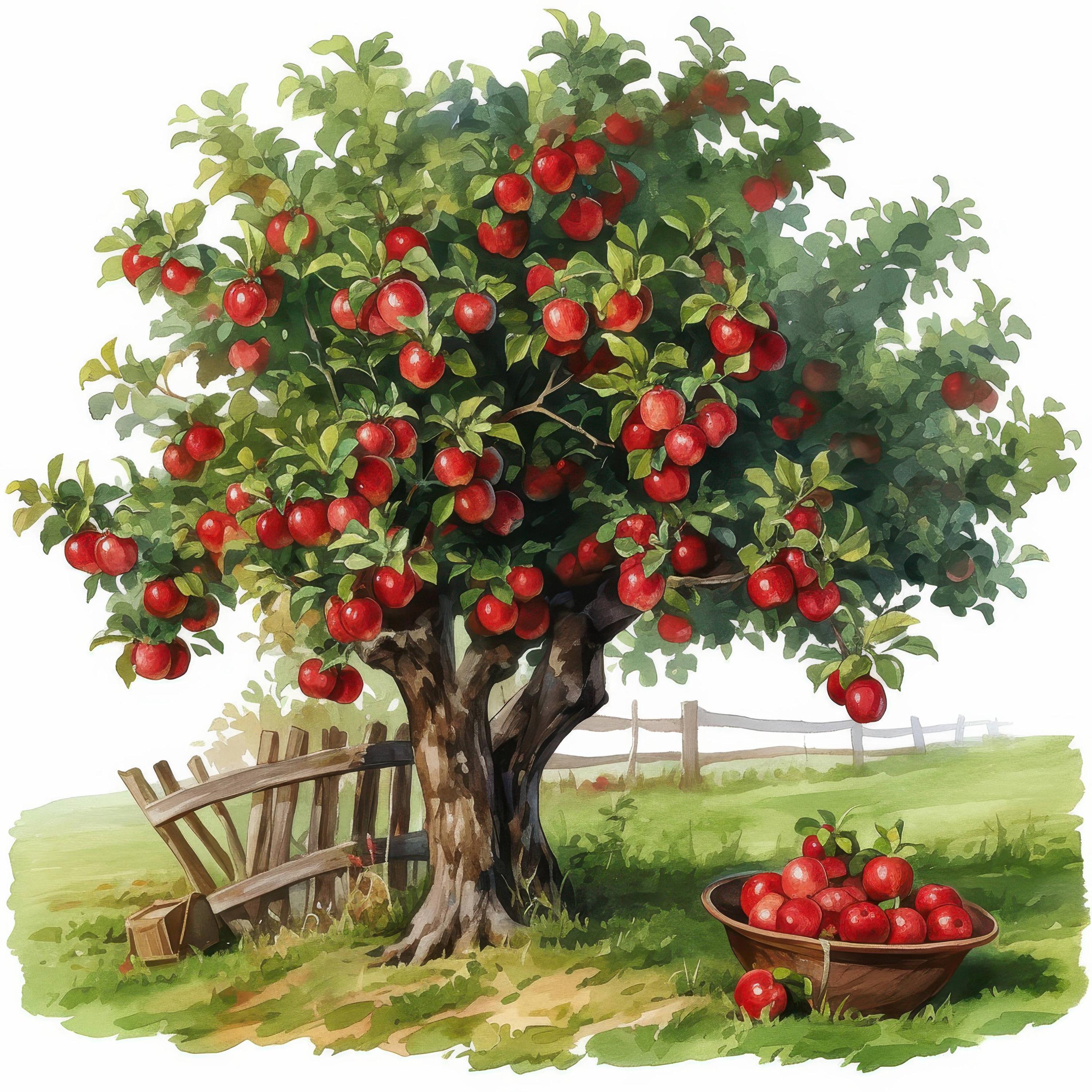 14 Apple Trees Clipart Bundle, Printable Watercolor Tree With Apples ...