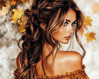 17 Cozy Autumn Girl Clipart Bundle, Fall Woman Illustrations, Printable Watercolor Clipart, High Quality JPG, Paper craft, Junk Journals