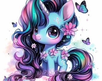 13 Cute Vibrant Unicorns Clipart Bundle , Printable Watercolor Unicorn Images Illustrations, High Quality JPG, Junk Journals, Paper Crafts