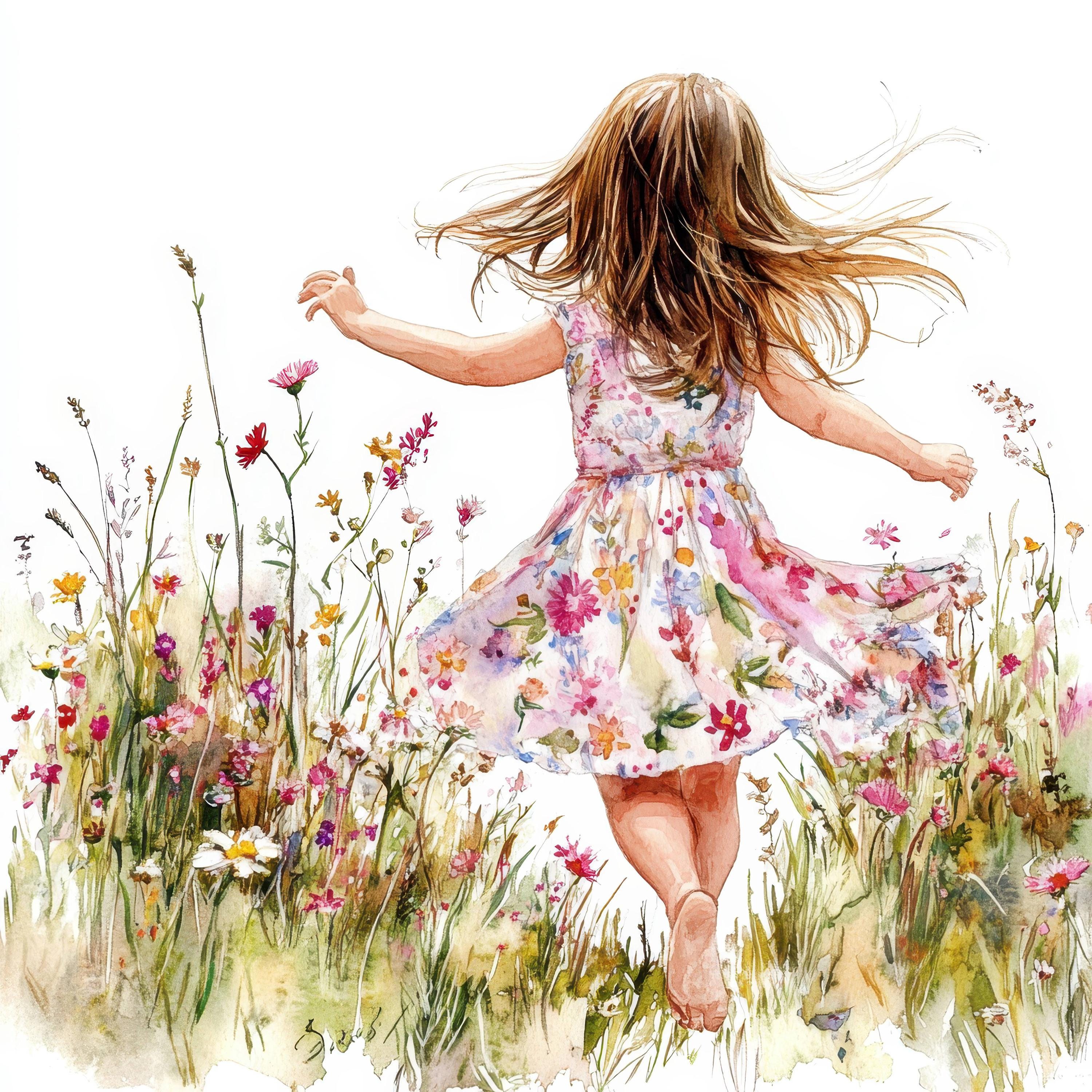 17 Girl in Flowers Clipart Bundle, Wildflower Clipart Images, Printable ...