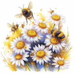 14 Bee Collection Clipart Bundle, Bee in Nature Illustrations, Printable Watercolor Clipart, High Quality JPG, Paper craft, Junk Journals