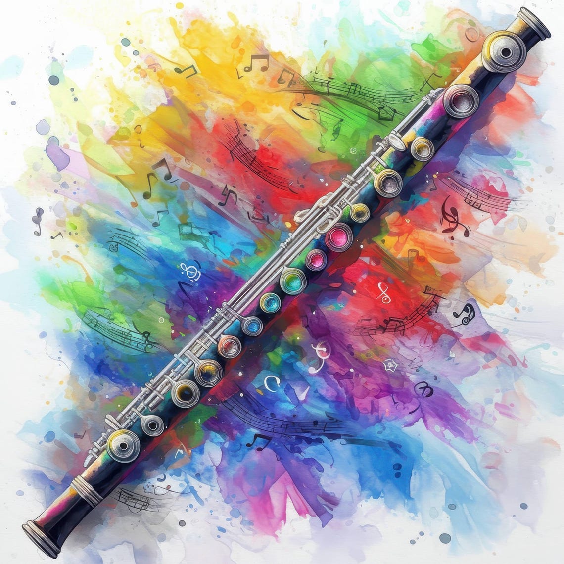 11 Colorful Flute Clipart Bundle, Musical Instrument Illustration ...