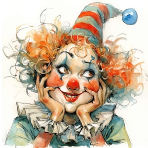 13 roliga pantomimer clipart, roliga clowner, utskrivbara akvarell clipart, högkvalitativa JPG-filer, kommersiellt bruk, papperspyssel, skräpjournaler