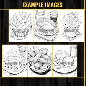 Delicious Foods Adult Coloring Book 60 Fast Food Coloring Pages,Grayscale Yummy Tasty Food Coloring,Instant Download,Printable PDF & JPG