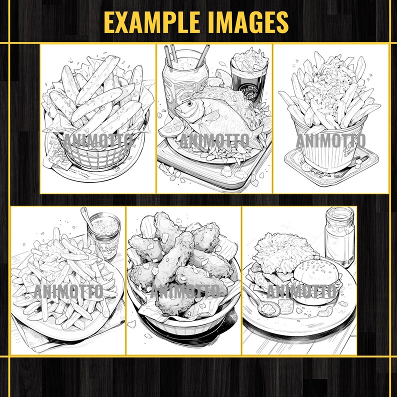 Delicious Foods Adult Coloring Book 60 Fast Food Coloring Pages,Grayscale Yummy Tasty Food Coloring,Instant Download,Printable PDF & JPG