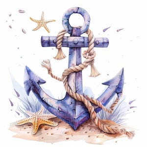 14 Nautical Anchor Clipart Bundle, Anchor Clipart Set, Nautical Decor, Digital Clipart, Watercolor clipart, Printable clipart, Paper craft