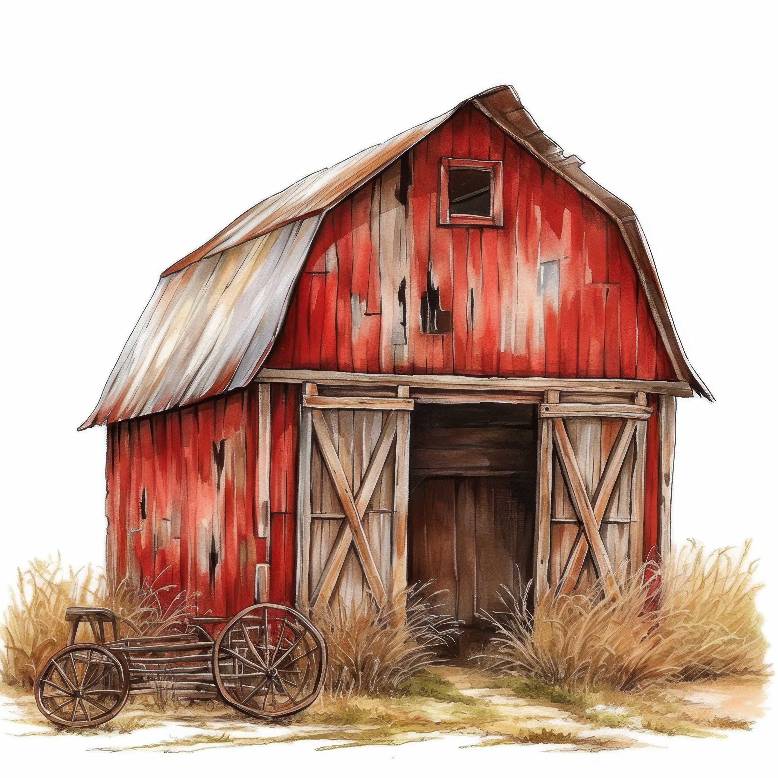 14 Rustic Farm Barn Clipart Bundle, Chrming Farmyard Illustrations ...