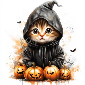 Halloween Black Cats Clip Art 11 High Res Watercolor JPGs Junk Journaling, Scrapbooks, Card Making, Digital Download, Paper Crafts, Fantasy
