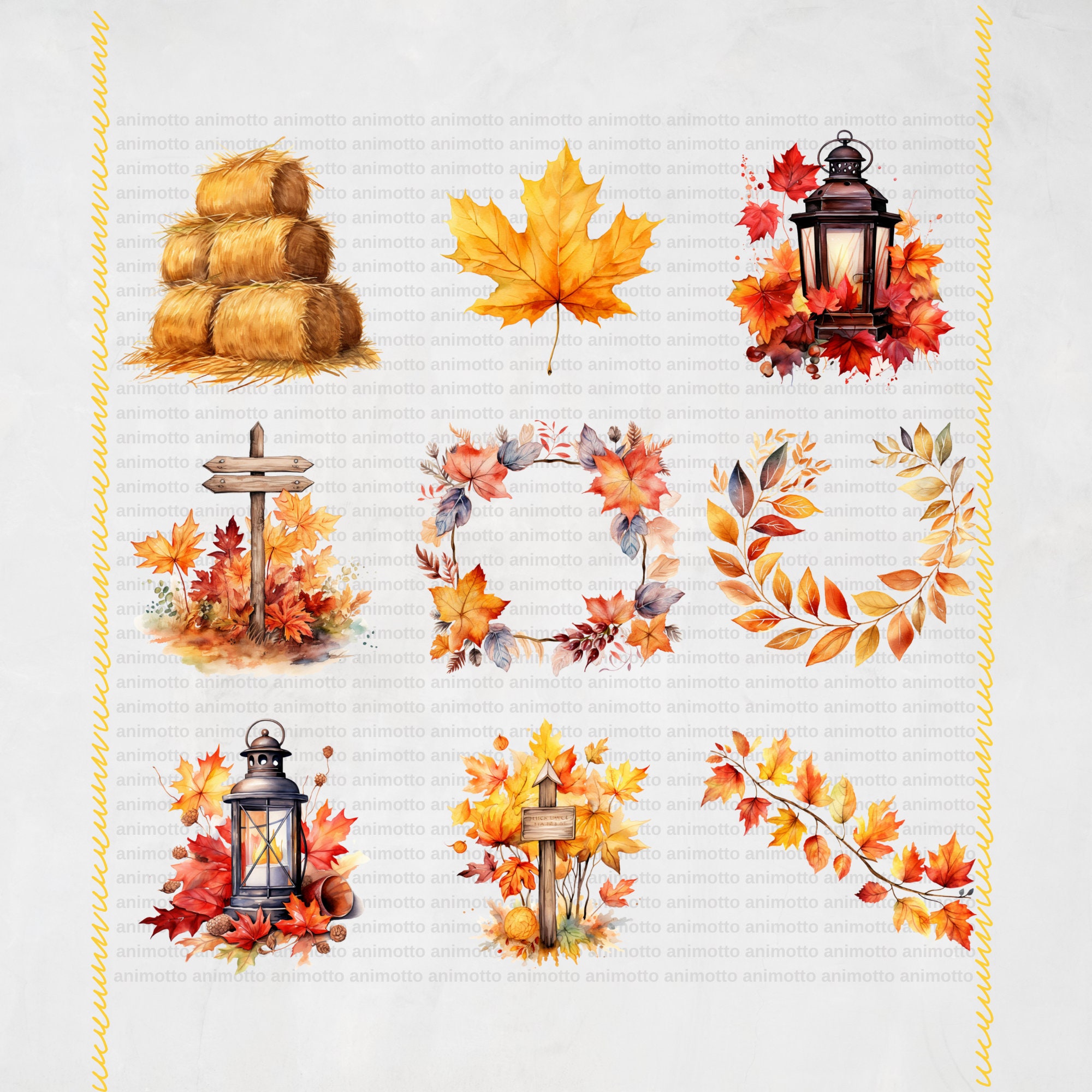 Watercolor Fall Decor Clipart Bundle, Cozy Autumn and Fall Decor Set ...