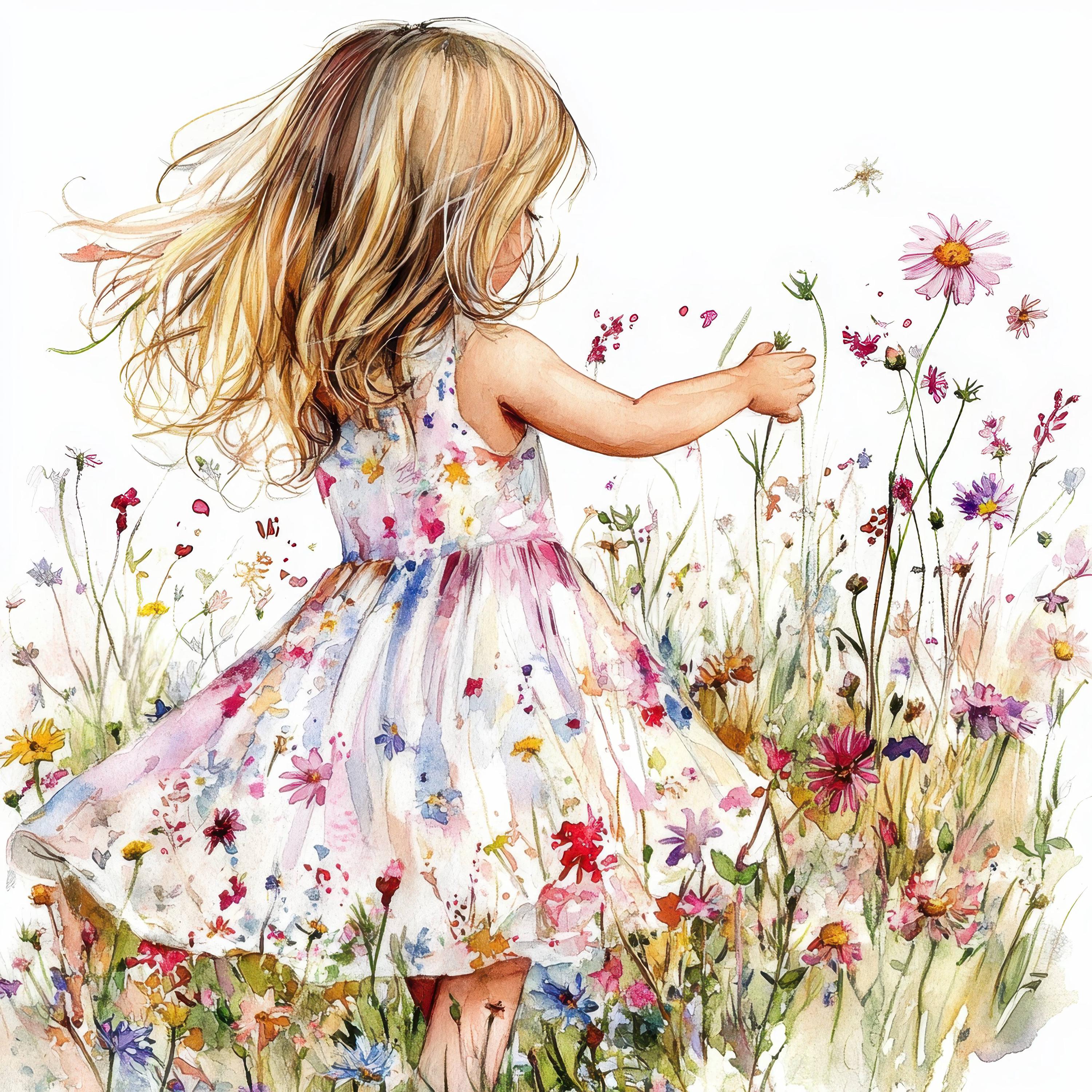 17 Girl in Flowers Clipart Bundle, Wildflower Clipart Images, Printable ...