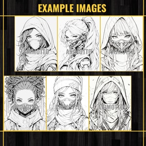 Anime Ninja Girls Manga 70 Coloring Page Book, Fantasy Anime Coloring Pages for Adults and Kids, Instant Download, Printable PDF & JPG