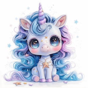 11 Fantasy Unicorns Clipart Bundle, Nursery Unicorn Illustrations, Printable Watercolor Clipart, High Quality JPG, Paper craft, Junk Journal
