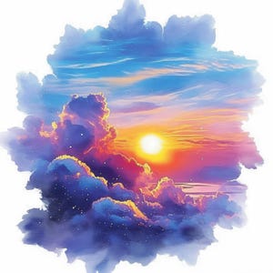14 Sonnenuntergang Wolken Clipart Bundle, Sonnenuntergang Himmel Bilder Illustrationen, druckbare Aquarell Clipart, hochwertige JPG, Papierhandwerk, Junk Journals