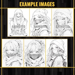 Anime Ninja Girls Manga 70 Coloring Page Book, Fantasy Anime Coloring Pages for Adults and Kids, Instant Download, Printable PDF & JPG