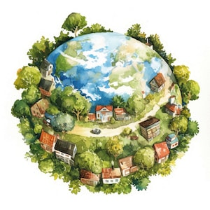 14 Miniature Planet Clipart, Little Planet Earth, Printable Watercolor Clipart, High Quality JPG, Commercial Use, Paper Craft, Junk Journals