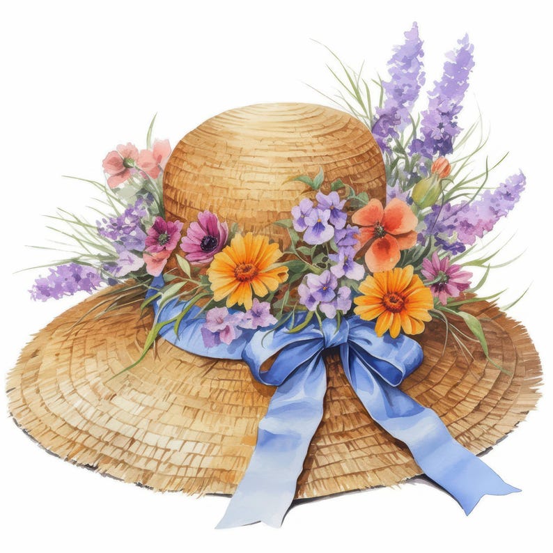 10 Spring Hat Clipart Bundle, Summer Hat Prints Illustrations ...