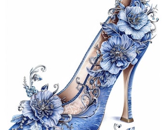 Paquete de 16 imágenes prediseñadas de acuarela de zapatos de fiesta florales, imágenes prediseñadas de tacones altos, ilustraciones de zapatos, imágenes prediseñadas imprimibles, imágenes de fiesta, manualidades de papel, diario