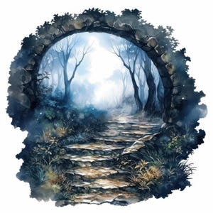 Lot de 16 cliparts sentier enchanté, illustrations de fabrication de cartes, clipart aquarelle imprimable, JPG haute qualité, téléchargement numérique, créations en papier